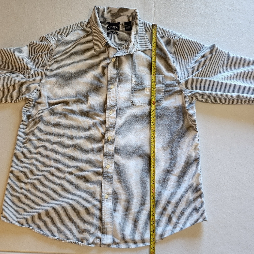 Chaps Classic Stripe Long-Sleeve Shirt - Blue/White Size XXL - Picture 5 of 8